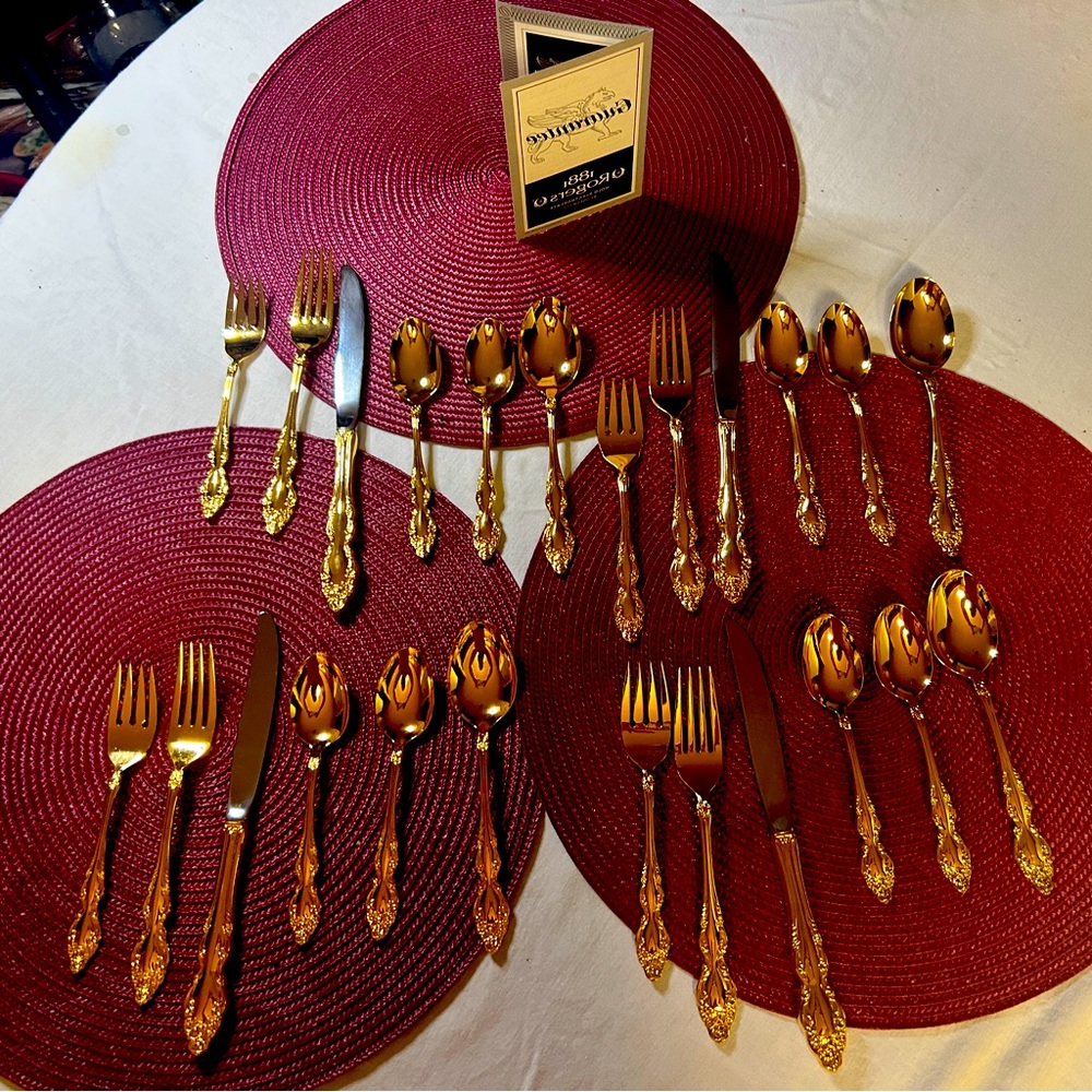 4 sets of 1881 Rogers Gold Electroplate dinnerware